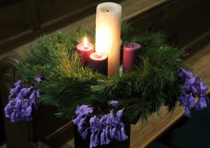The Advent wreath for the Second Sunday of Advent - thank you to Sacristan Julie Almond